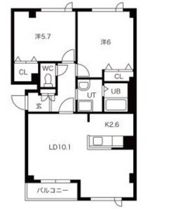 間取図 札沼線<学園都市線>/篠路駅 徒歩12分 2階 築23年