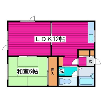 間取図 札沼線<学園都市線>/篠路駅 徒歩10分 1階 築30年