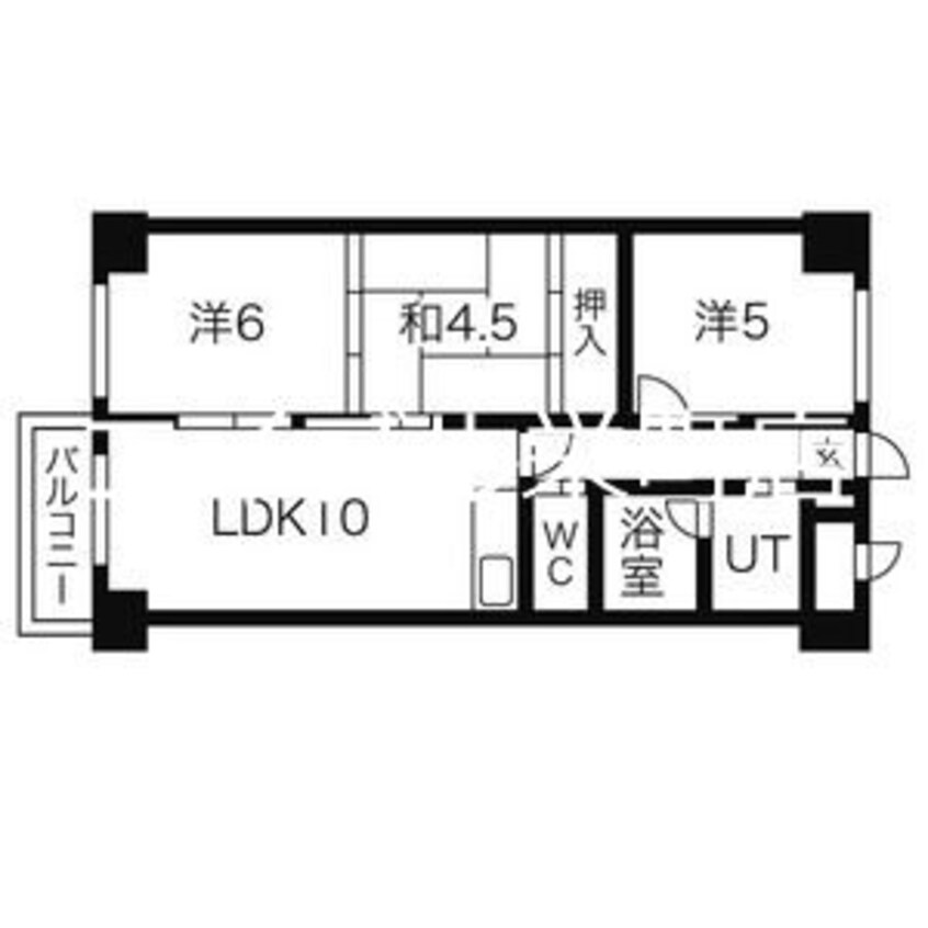 間取図 札沼線<学園都市線>/新琴似駅 徒歩3分 11階 築44年