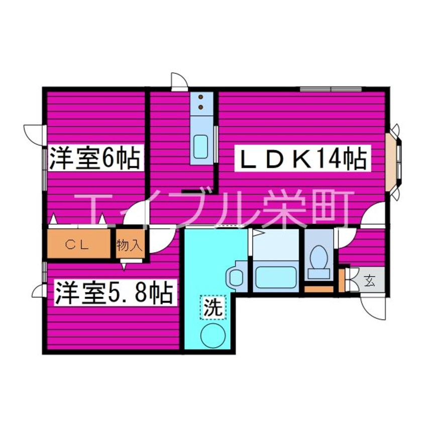 間取図 札沼線<学園都市線>/百合が原駅 徒歩9分 2階 築17年