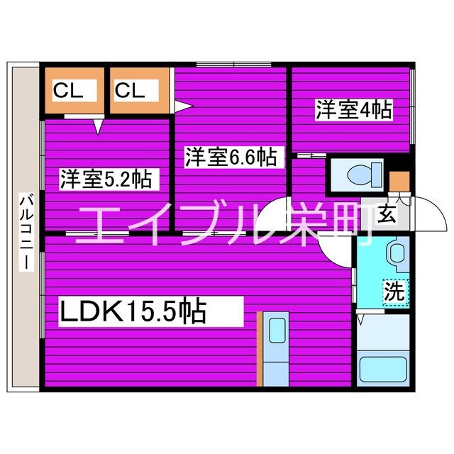 間取り図 札幌市営地下鉄南北線/北３４条駅 徒歩3分 4階 築2年