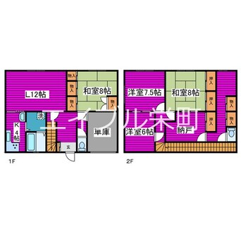 間取図 札沼線<学園都市線>/太平駅 徒歩27分 1-2階 築54年