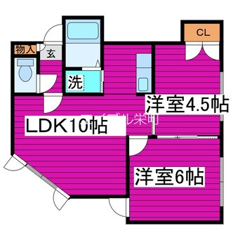 間取図 札幌市営地下鉄南北線/北３４条駅 徒歩21分 2階 築34年