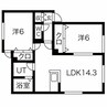 函館本線/稲穂駅 徒歩20分 2階 築9年 2LDKの間取り