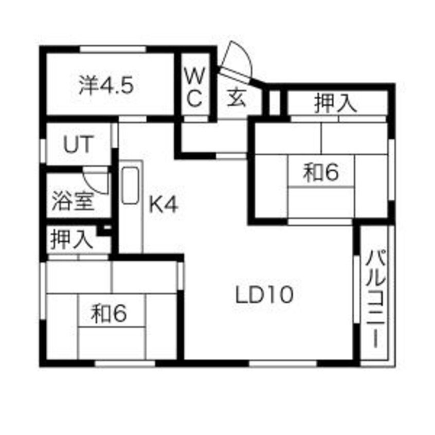 間取図 札沼線<学園都市線>/太平駅 徒歩22分 3階 築36年