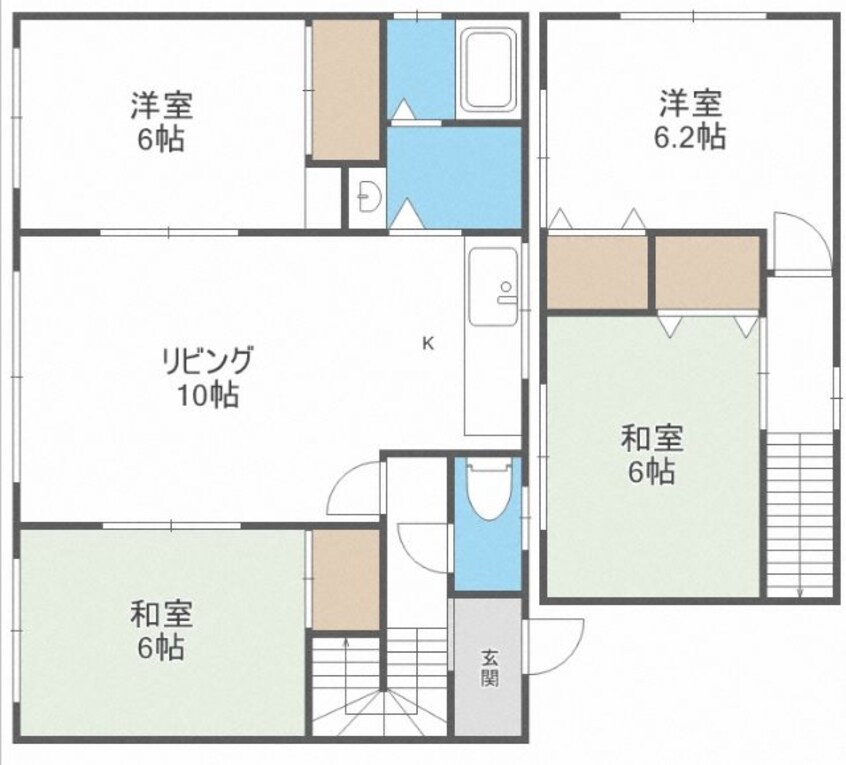 間取図 函館本線/手稲駅 徒歩14分 1-2階 築45年