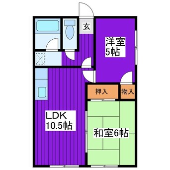 間取図 函館本線/稲積公園駅 徒歩14分 2階 築46年