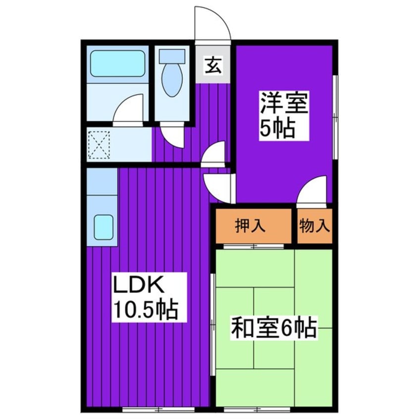 間取図 函館本線/稲積公園駅 徒歩14分 2階 築47年