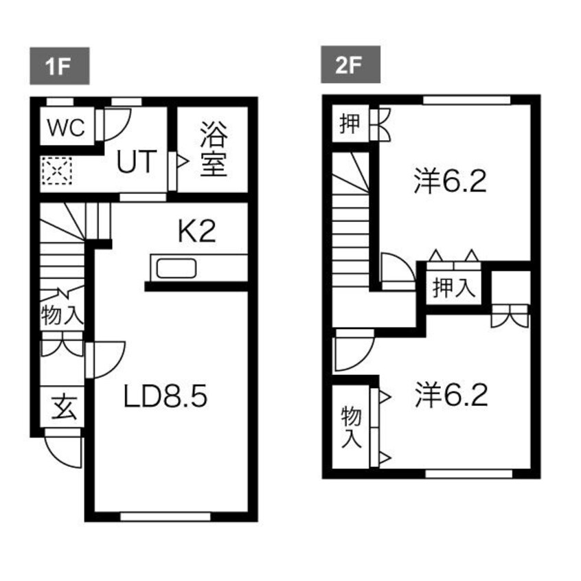 間取図 札幌市営地下鉄東西線/発寒南駅 徒歩20分 1-2階 築24年