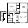 札沼線<学園都市線>/新川駅 徒歩13分 2階 築15年 2LDKの間取り