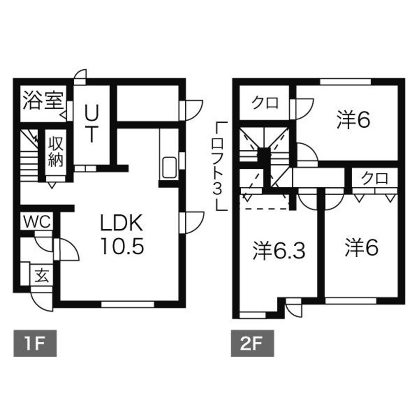 間取図 札沼線<学園都市線>/太平駅 徒歩48分 2階 築20年