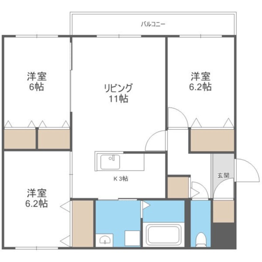 間取図 函館本線/稲穂駅 徒歩44分 2階 1年未満