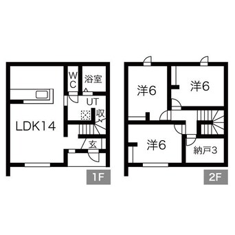 間取図 札沼線<学園都市線>/篠路駅 徒歩16分 1-2階 1年未満