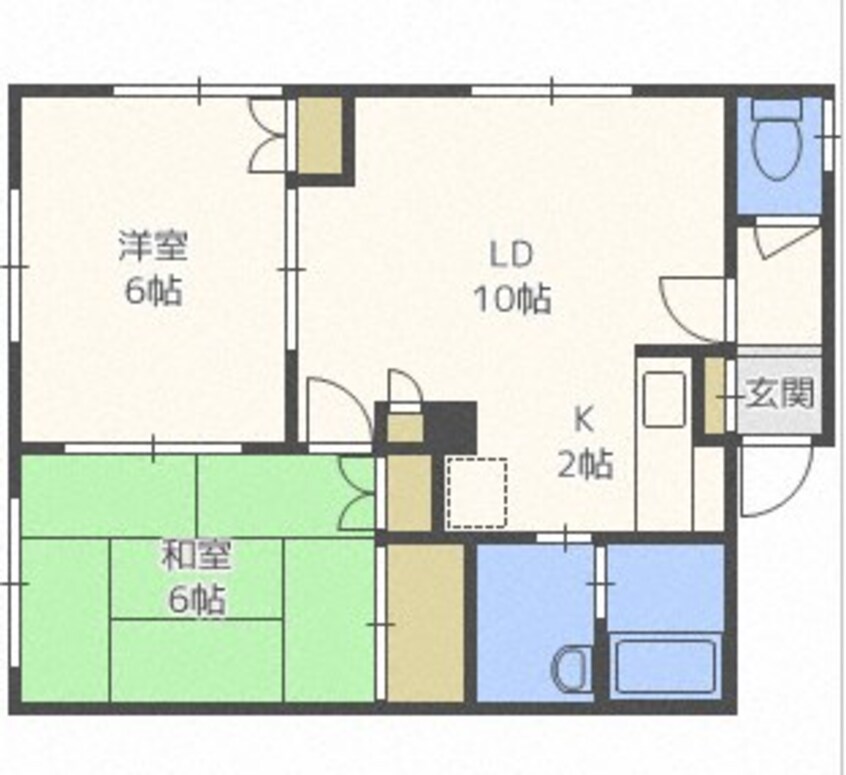 間取図 札沼線<学園都市線>/新琴似駅 徒歩15分 2階 築27年