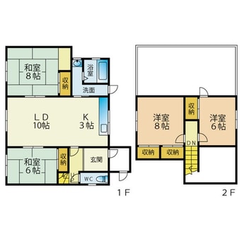 間取図 函館本線/手稲駅 徒歩13分 1-2階 築54年