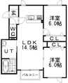 エアリータウンＣ棟 2LDKの間取り