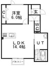 エアリータウンＣ棟 1LDKの間取り