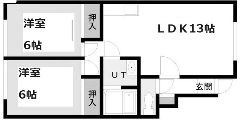 間取図 札幌市営地下鉄東豊線/元町駅 徒歩34分 2階 築26年