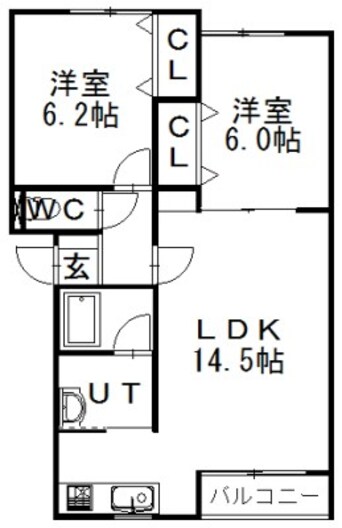 間取図 札沼線<学園都市線>/新琴似駅 徒歩6分 1階 築24年