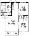 函館本線/稲積公園駅 徒歩87分 1階 築22年 2LDKの間取り