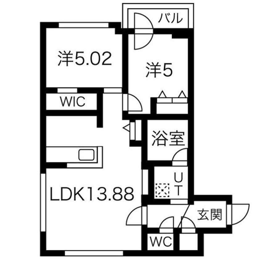 間取図 函館本線/手稲駅 徒歩6分 4階 築9年