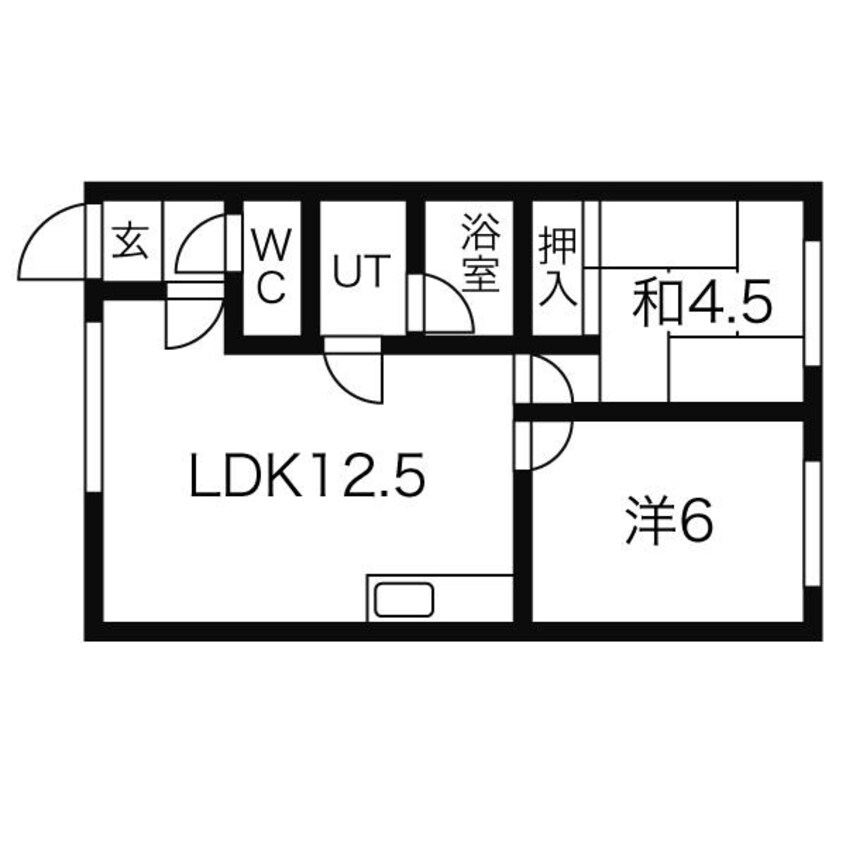 間取図 札沼線<学園都市線>/篠路駅 徒歩5分 2階 築38年