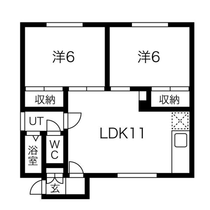 間取図 札沼線<学園都市線>/篠路駅 徒歩17分 2階 築37年