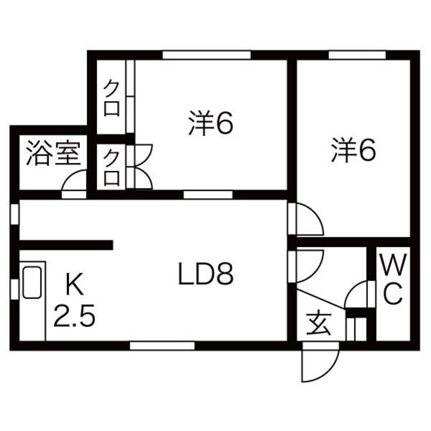 間取図 札沼線<学園都市線>/新琴似駅 徒歩20分 2階 築48年