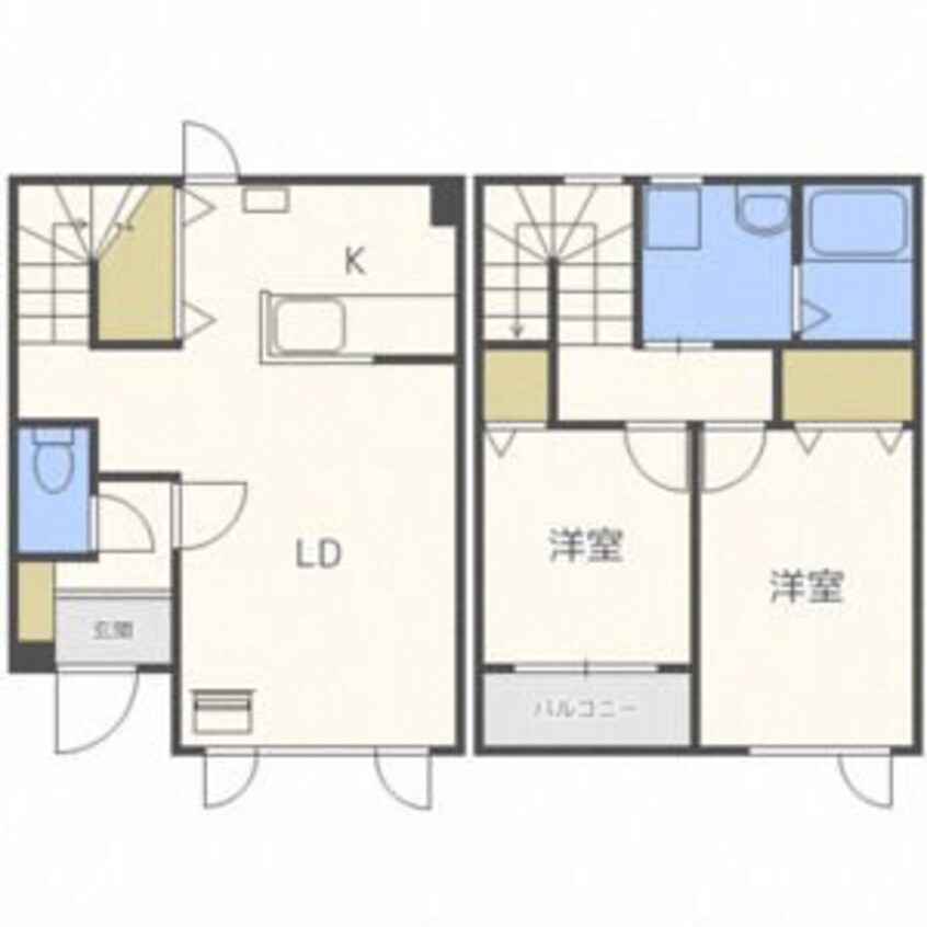 間取図 函館本線/ほしみ駅 徒歩11分 1-2階 築8年