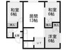 函館本線/星置駅 徒歩5分 2階 築34年 3LDKの間取り