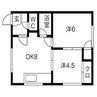 グローリア北44 2DKの間取り