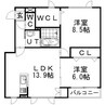 デイチャタウンB３ 2LDKの間取り