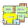 三島ハイツI 3LDKの間取り