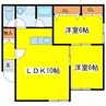 ラ・ファーレ392 2LDKの間取り