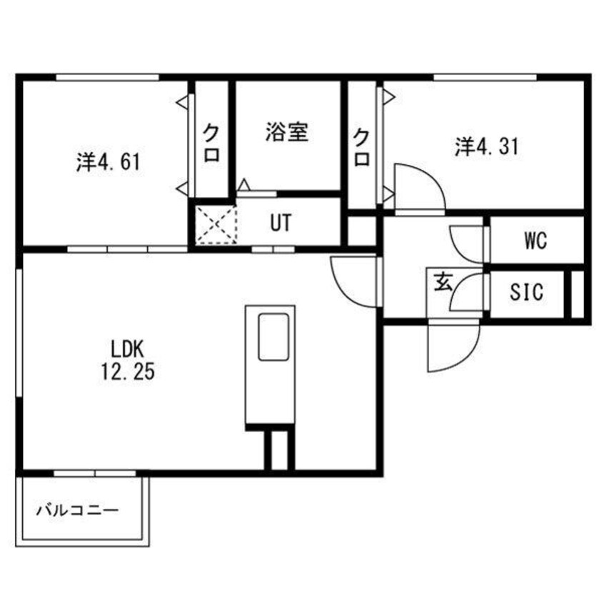 間取図 仮）GA-北11東12MS