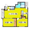 ハイパールN18 2LDKの間取り