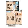 フォレストコートⅠ 2LDKの間取り