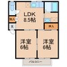 サンステアタナカ 2DKの間取り