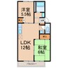 スカイコート中島 2LDKの間取り