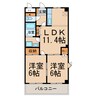 ラフォーレ若草 2LDKの間取り