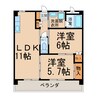 アルフェラッツ城北 2LDKの間取り