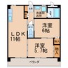 アルフェラッツ城北 2LDKの間取り