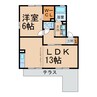 アゼリアコート・友 1LDKの間取り