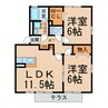 メルベーユ・ボヌールＡ・B・C・D棟 2LDKの間取り