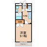 スクウェア市之久田 1Kの間取り