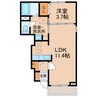 ヴェスタ　フィオーレ 1LDKの間取り