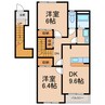 スカイハイ久保一色 2DKの間取り