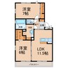 ＳＡ-Ⅱ 2LDKの間取り