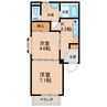 レジデンス萱場Ａ 2Kの間取り