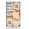 ラフィン（Rafin) 2LDKの間取り